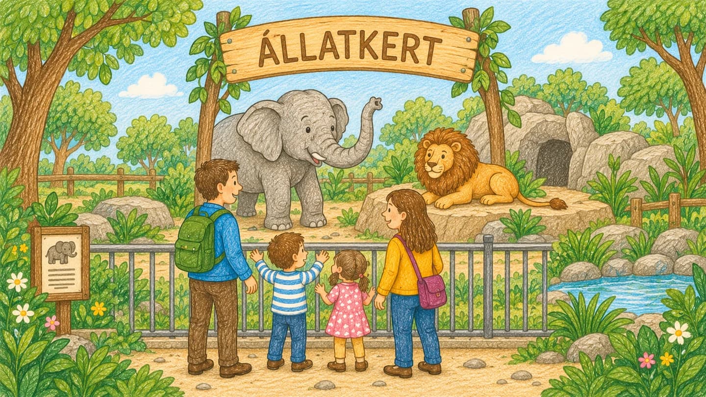 Kézzel rajzolt állatkerti családi program